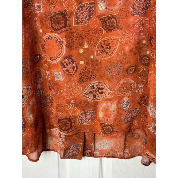 C J Banks Blouse Women's 2X Romantic Feminine Ruffled Neckline Gold Glitter - Picture 6 of 9